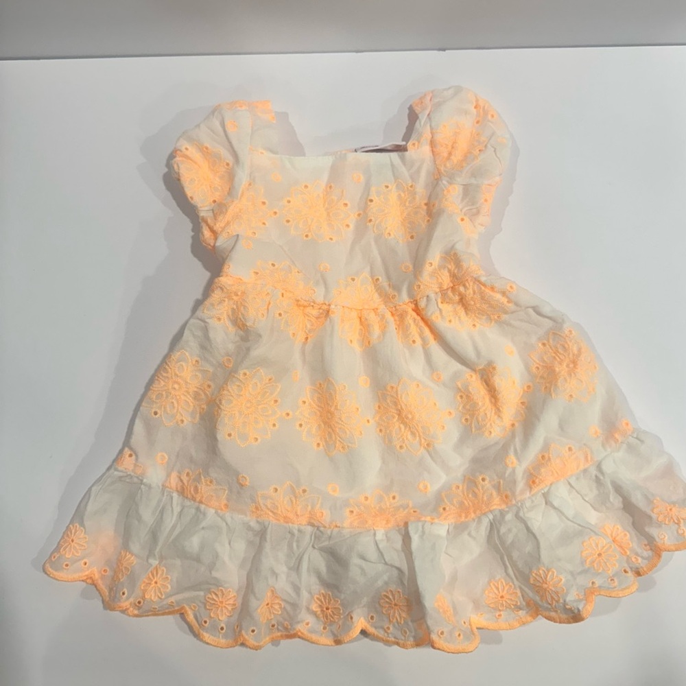 Little Lass White and Orange Floral Dress